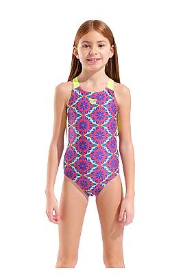 Arena Floral Swim Pro Back Kız Çocuk Yüzücü Mayosu Violet Multi 011788696