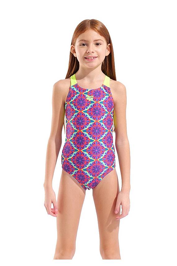 Arena Floral Swim Pro Back Kız Çocuk Yüzücü Mayosu Violet Multi 011788696 - 1
