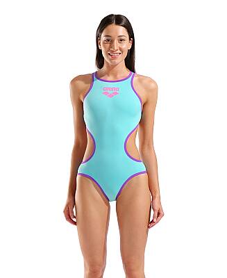Arena One Biglogo Kadın Yüzücü Mayosu Water/Purple 001198899 - 2